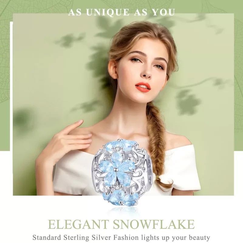 (imagen para) Charm de copos de nieve elegante plateado al estilo Pandora - SCC941 - Ver 6