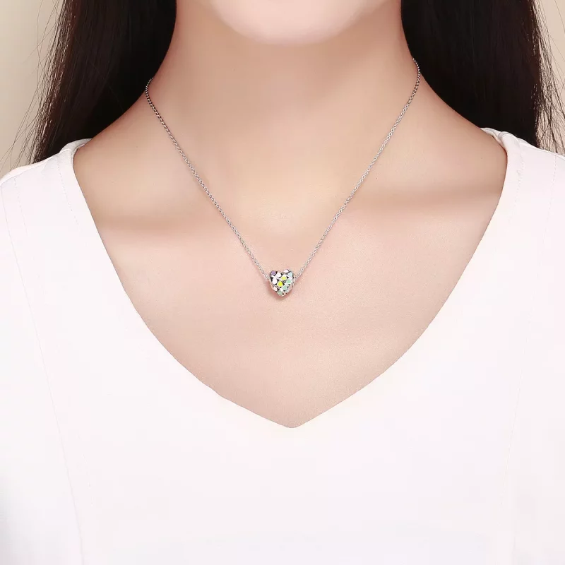 (imagen para) Charm de corazón arcoíris plateado al estilo Pandora - SCC902 - Ver 5