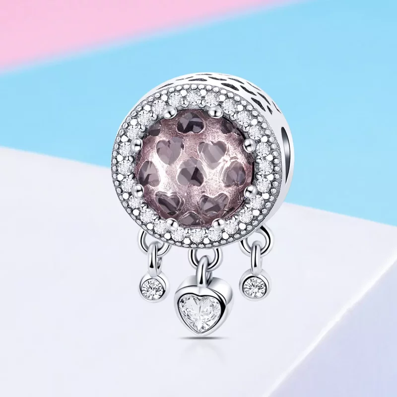 (imagen para) Charm de Corazón Brillante en Plata Estilo Pandora - SCC998 - Ver 2
