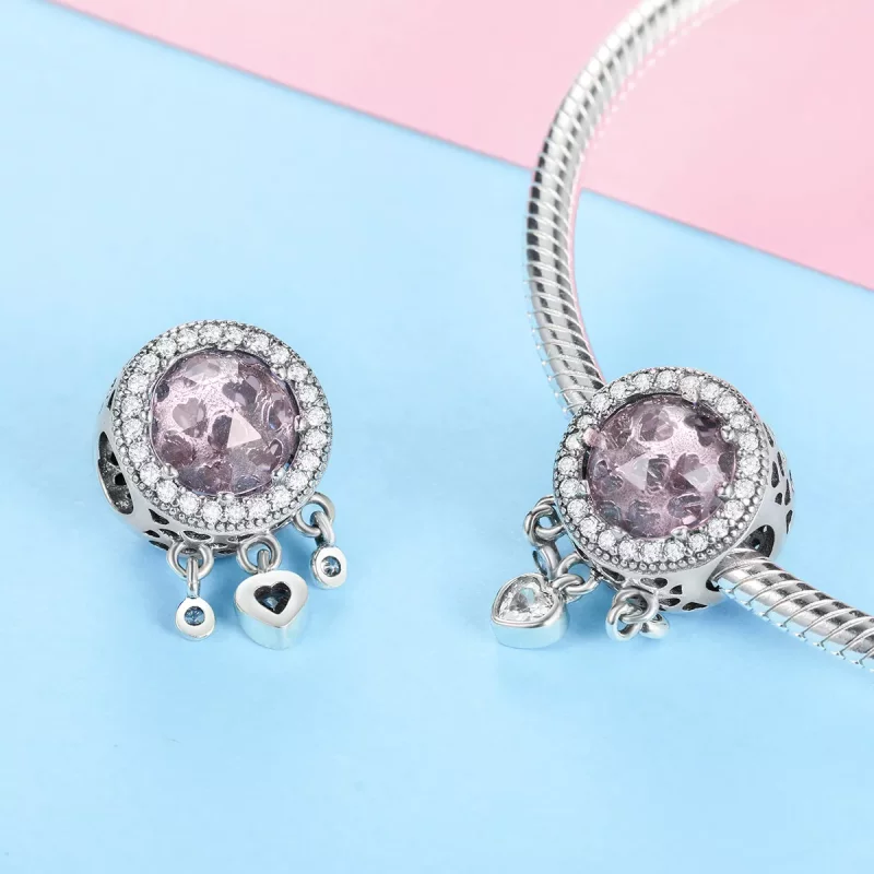 (imagen para) Charm de Corazón Brillante en Plata Estilo Pandora - SCC998 - Ver 3
