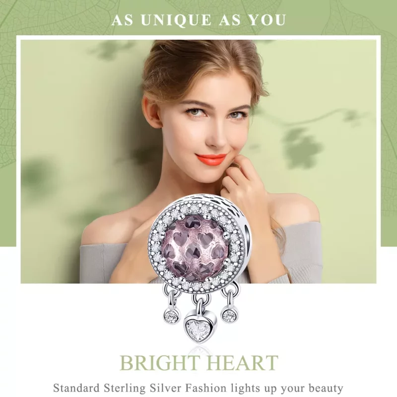 (imagen para) Charm de Corazón Brillante en Plata Estilo Pandora - SCC998 - Ver 6