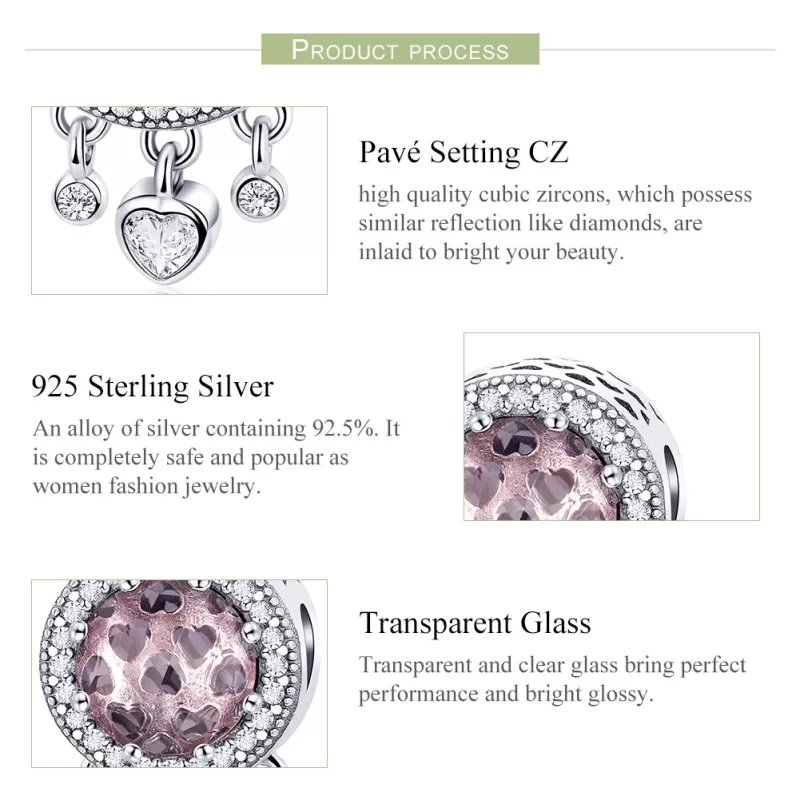 (imagen para) Charm de Corazón Brillante en Plata Estilo Pandora - SCC998 - Ver 7
