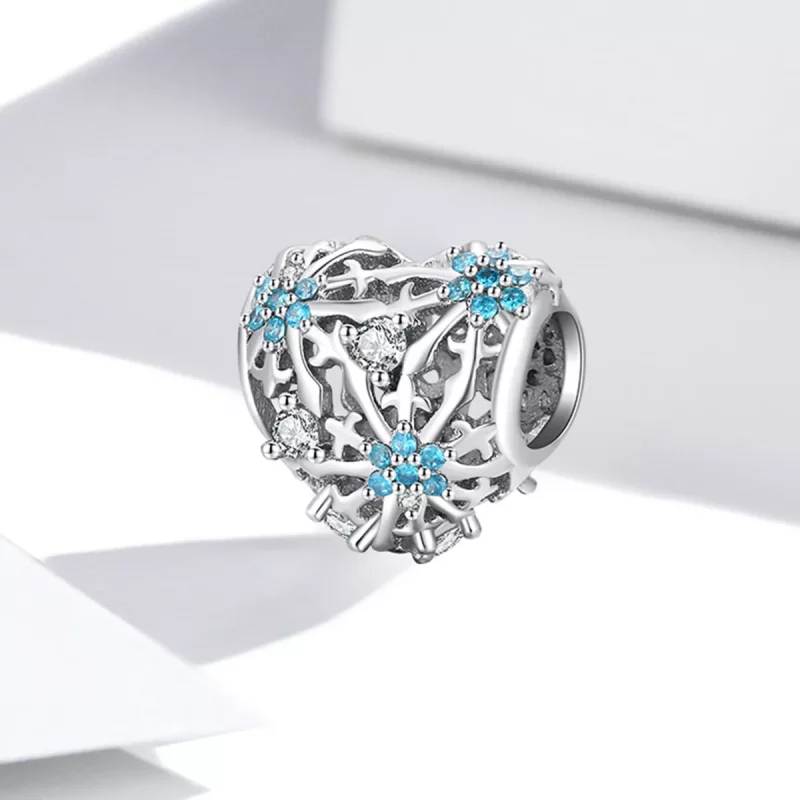 (imagen para) Charm de corazón con copo de nieve al estilo Pandora - BSC530 - Ver 2