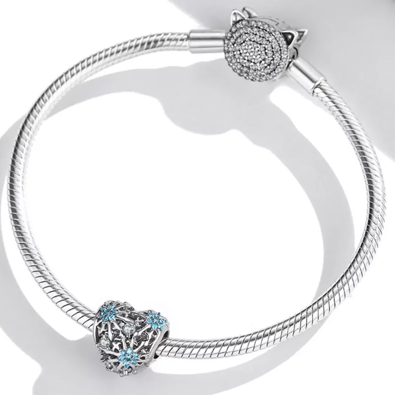 (imagen para) Charm de corazón con copo de nieve al estilo Pandora - BSC530 - Ver 3