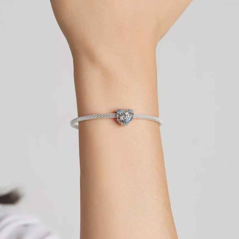 (imagen para) Charm de corazón con copo de nieve al estilo Pandora - BSC530 - Ver 5
