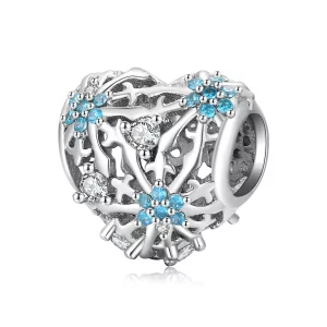 (imagen para) Charm de corazón con copo de nieve al estilo Pandora - BSC530