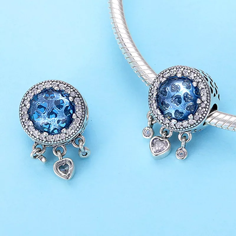 (imagen para) Charm de corazón de cristal brillante plateado estilo Pandora - SCC724 - Ver 2