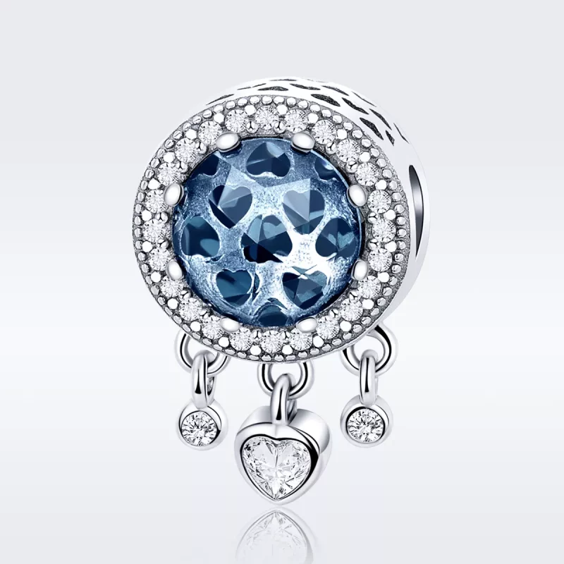 (imagen para) Charm de corazón de cristal brillante plateado estilo Pandora - SCC724 - Ver 3