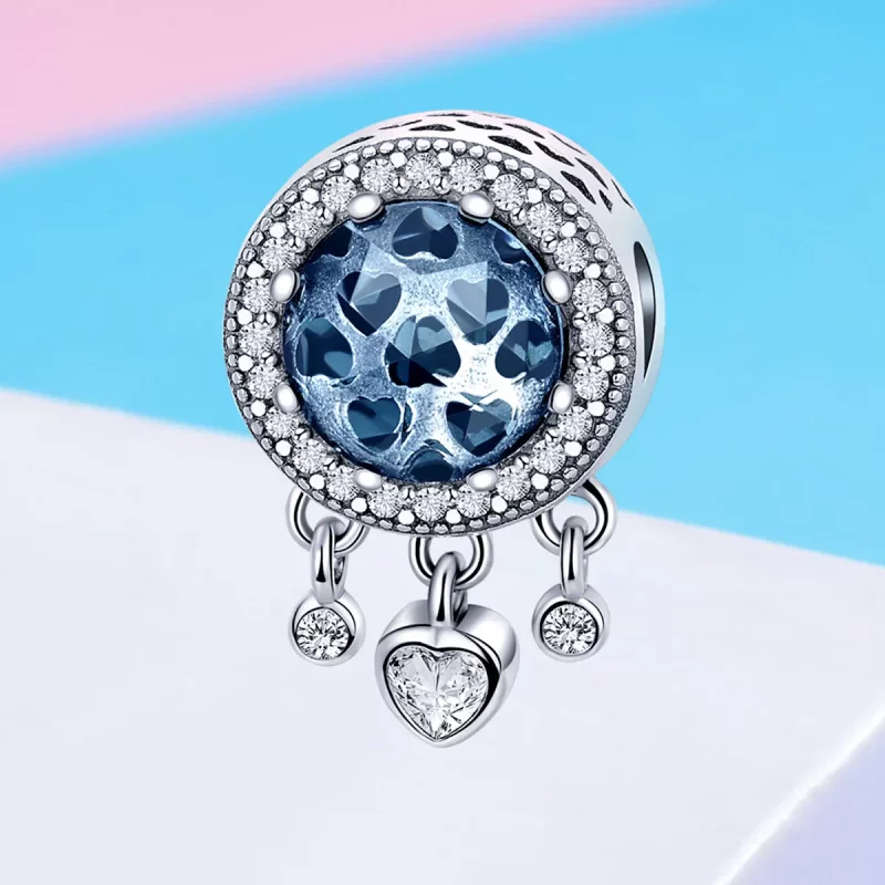(imagen para) Charm de corazón de cristal brillante plateado estilo Pandora - SCC724 - Ver 4