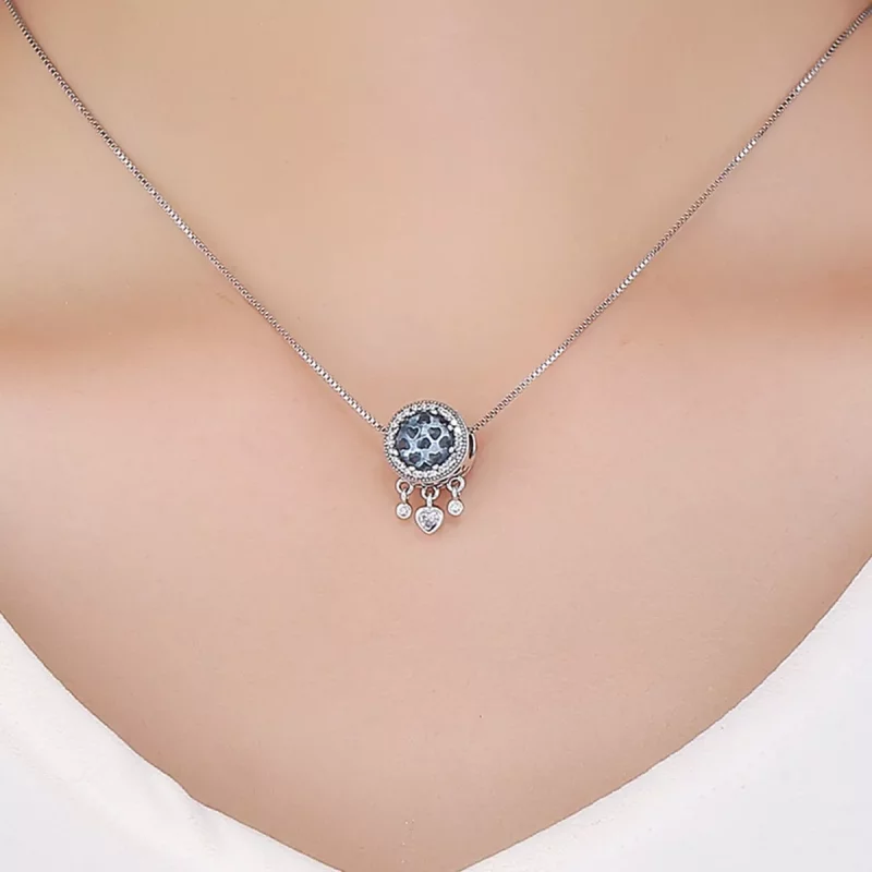 (imagen para) Charm de corazón de cristal brillante plateado estilo Pandora - SCC724 - Ver 5