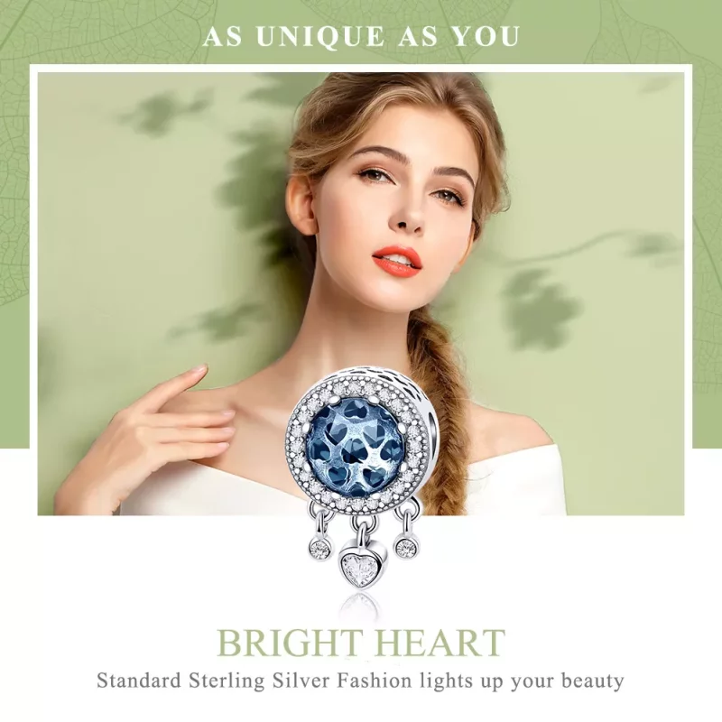 (imagen para) Charm de corazón de cristal brillante plateado estilo Pandora - SCC724 - Ver 6