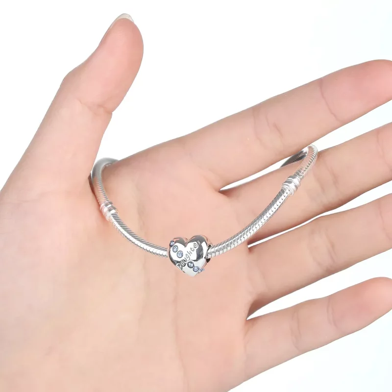 (imagen para) Charm de corazón de hija en plata al estilo Pandora - SCC007 - Ver 2