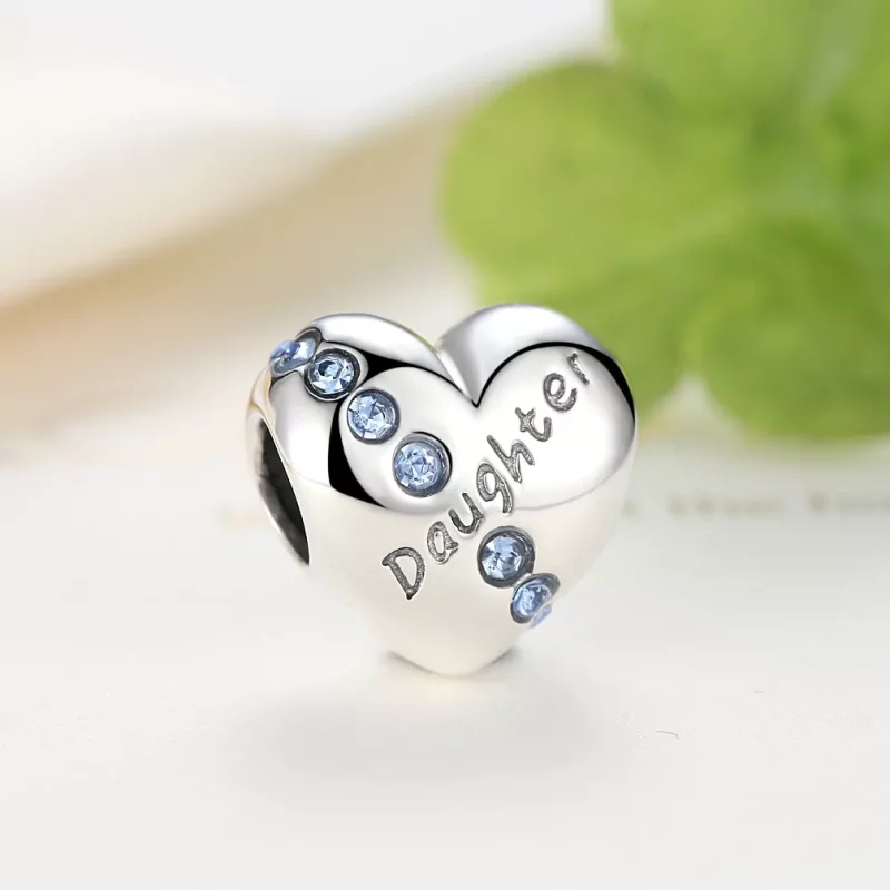 (imagen para) Charm de corazón de hija en plata al estilo Pandora - SCC007 - Ver 3