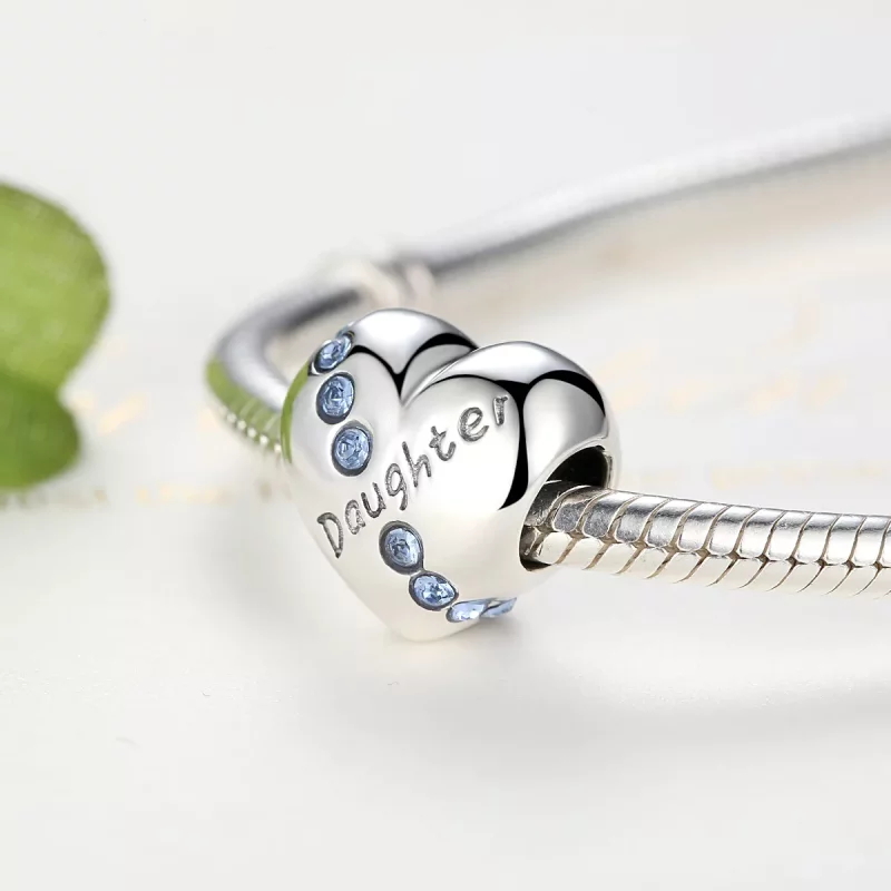 (imagen para) Charm de corazón de hija en plata al estilo Pandora - SCC007 - Ver 4