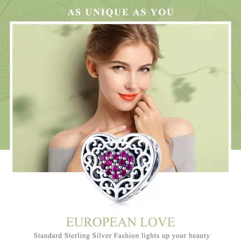 (imagen para) Charm de corazón de plata estilo Pandora - SCC1109 - Ver 2