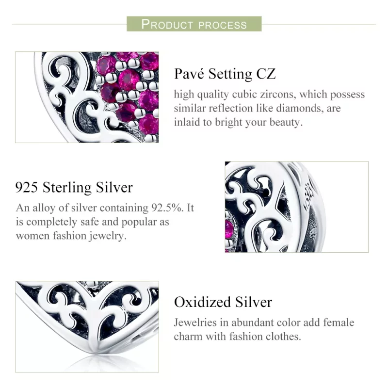 (imagen para) Charm de corazón de plata estilo Pandora - SCC1109 - Ver 5