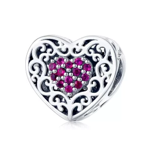 Charm de corazón de plata estilo Pandora - SCC1109 (imagen para) Charm de corazón de plata estilo Pandora - SCC1109