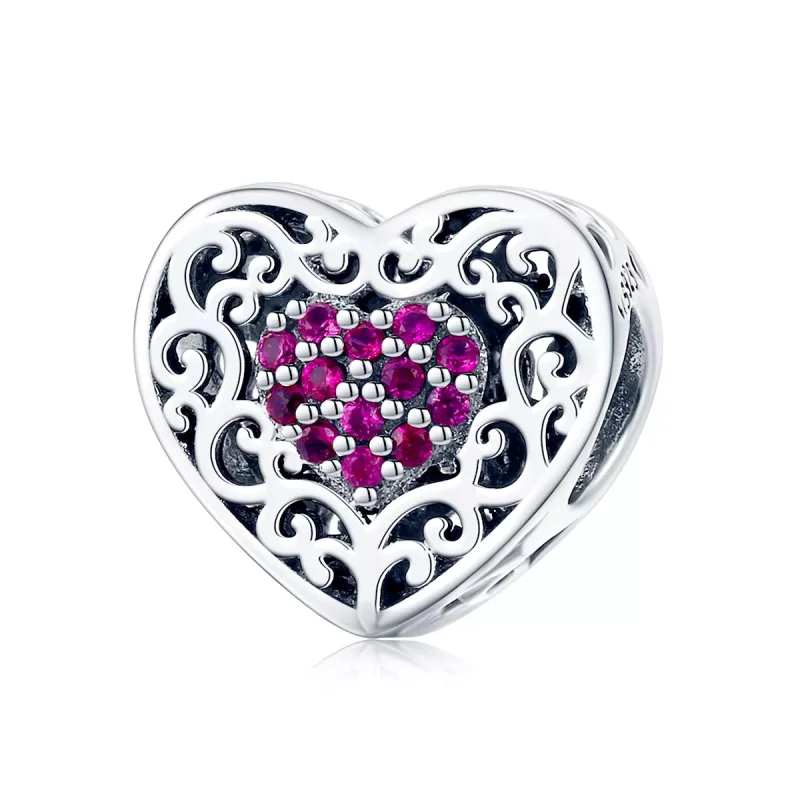 (imagen para) Charm de corazón de plata estilo Pandora - SCC1109