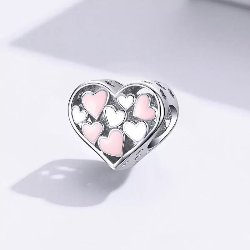 (imagen para) Charm de corazón de romance en estilo Pandora de plata - SCC1423 - Ver 2