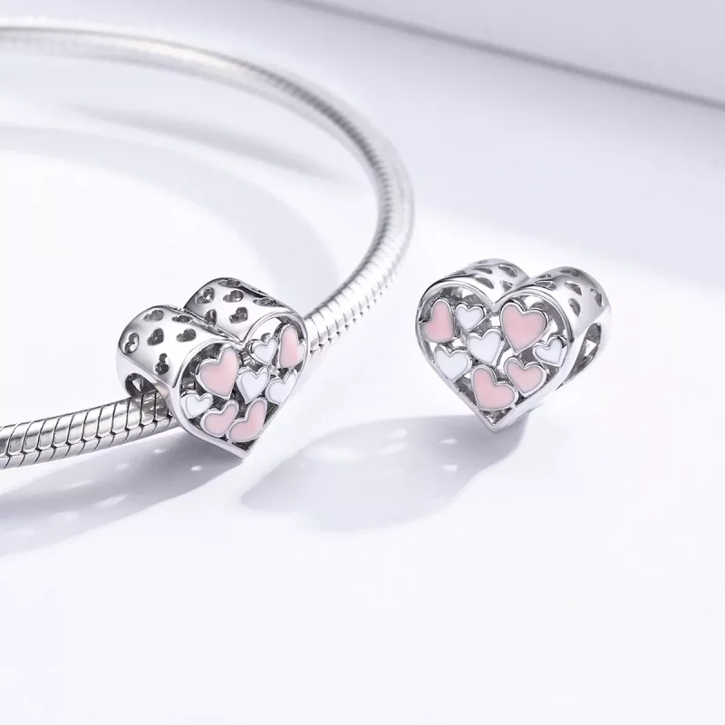 (imagen para) Charm de corazón de romance en estilo Pandora de plata - SCC1423 - Ver 4