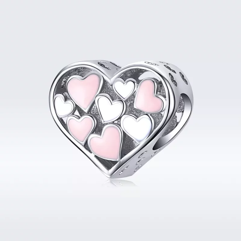 (imagen para) Charm de corazón de romance en estilo Pandora de plata - SCC1423 - Ver 5