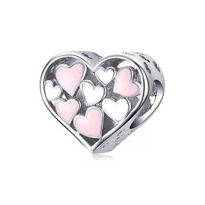 (imagen para) Charm de corazón de romance en estilo Pandora de plata - SCC1423
