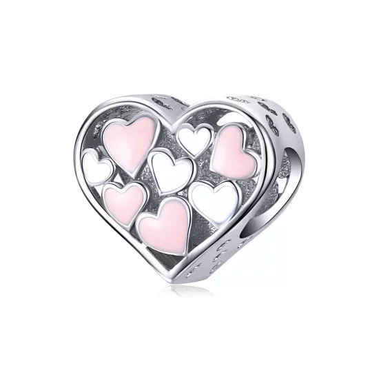 (imagen para) Charm de corazón de romance en estilo Pandora de plata - SCC1423