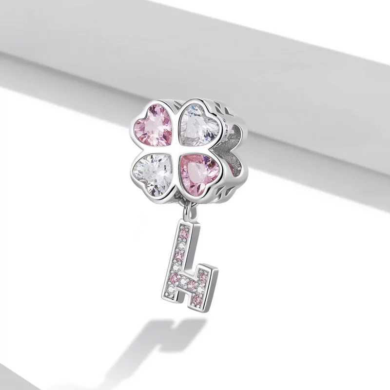 (imagen para) Charm de corazón de trébol de la suerte estilo Pandora - SCC2123 - Ver 2