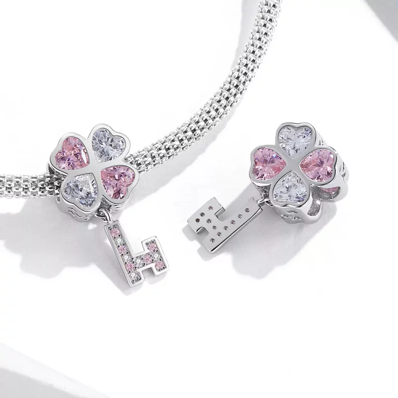 (imagen para) Charm de corazón de trébol de la suerte estilo Pandora - SCC2123 - Ver 4