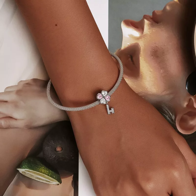 (imagen para) Charm de corazón de trébol de la suerte estilo Pandora - SCC2123 - Ver 5