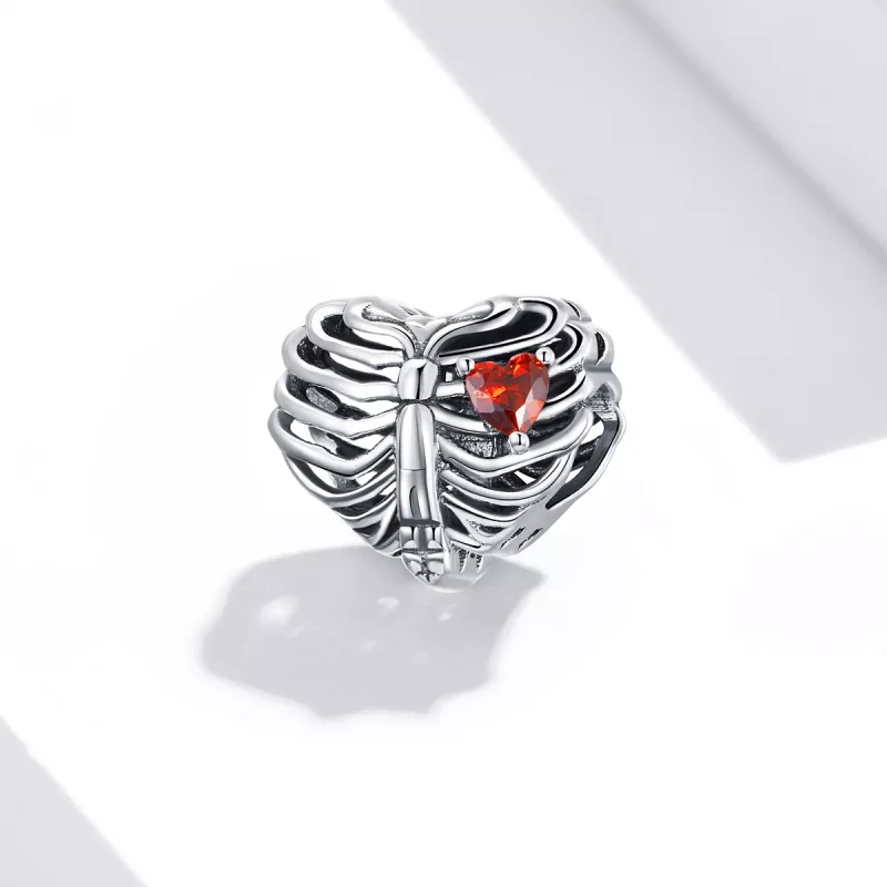 (imagen para) Charm de corazón palpitante plateado estilo Pandora - SCC1764 - Ver 2