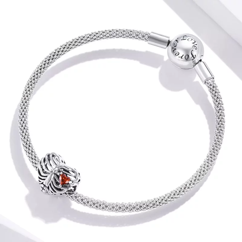 (imagen para) Charm de corazón palpitante plateado estilo Pandora - SCC1764 - Ver 3