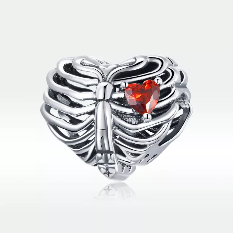 (imagen para) Charm de corazón palpitante plateado estilo Pandora - SCC1764 - Ver 5