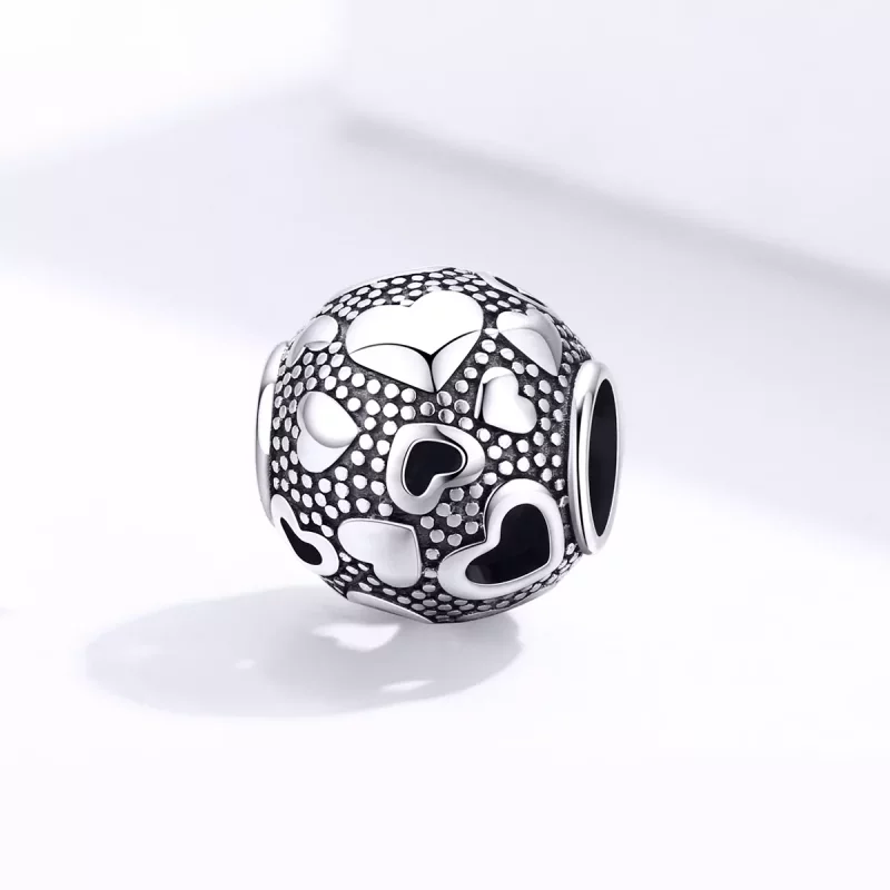 (imagen para) Charm de corazón retro en plata estilo Pandora - SCC1451 - Ver 2