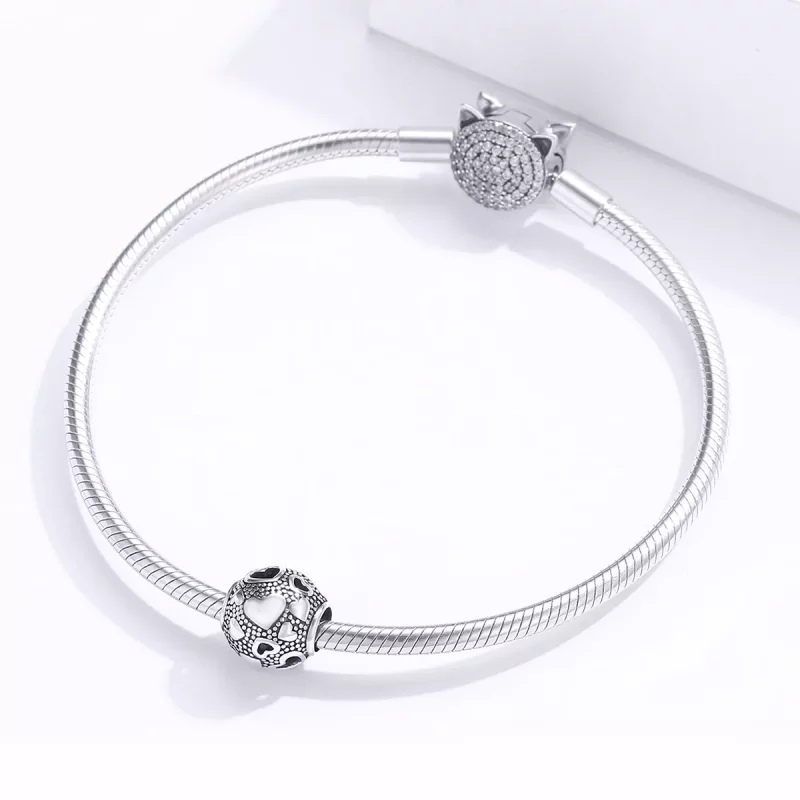 (imagen para) Charm de corazón retro en plata estilo Pandora - SCC1451 - Ver 3