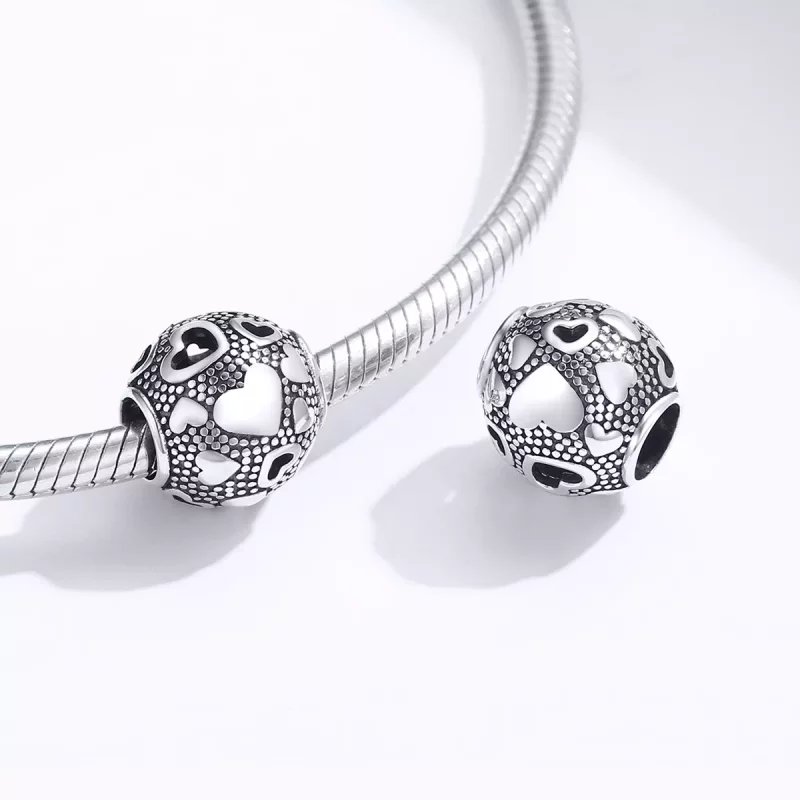 (imagen para) Charm de corazón retro en plata estilo Pandora - SCC1451 - Ver 4