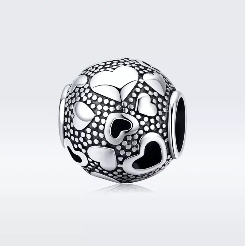 (imagen para) Charm de corazón retro en plata estilo Pandora - SCC1451 - Ver 5