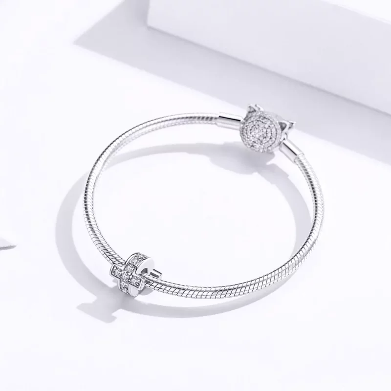 (imagen para) Charm de Cruz de Plata al Estilo Pandora - SCC1292 - Ver 4
