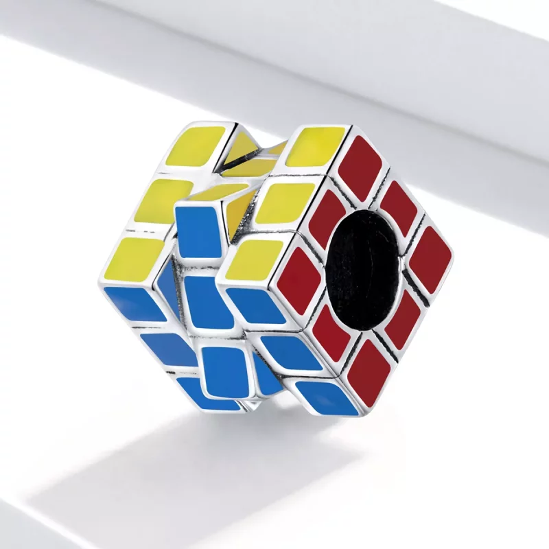 (imagen para) Charm de cubo colorido estilo Pandora en plata - SCC1640 - Ver 2