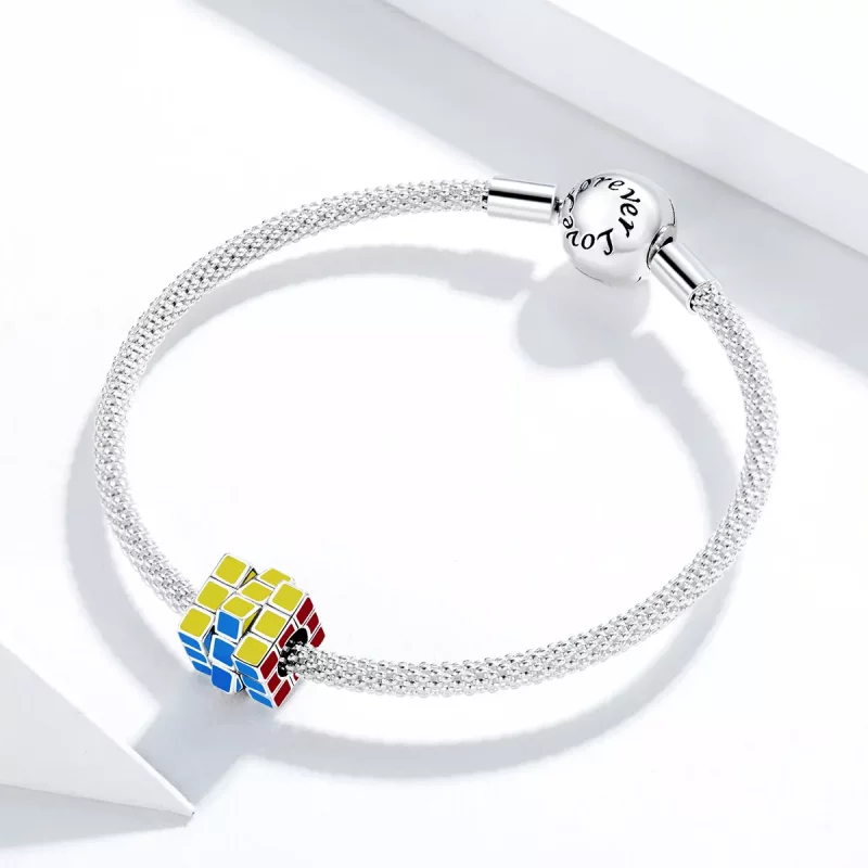 (imagen para) Charm de cubo colorido estilo Pandora en plata - SCC1640 - Ver 3