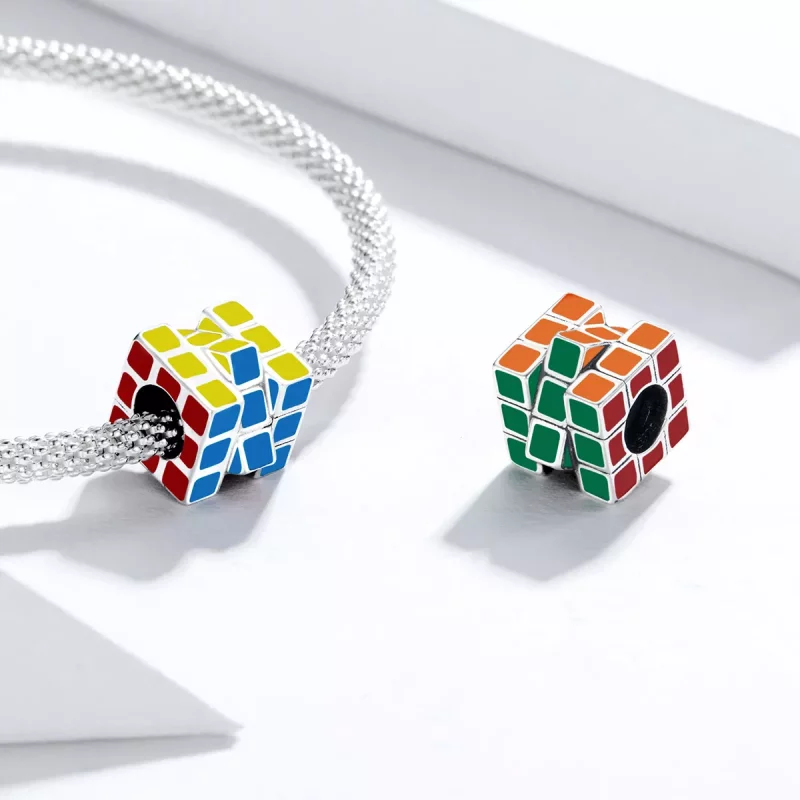 (imagen para) Charm de cubo colorido estilo Pandora en plata - SCC1640 - Ver 4