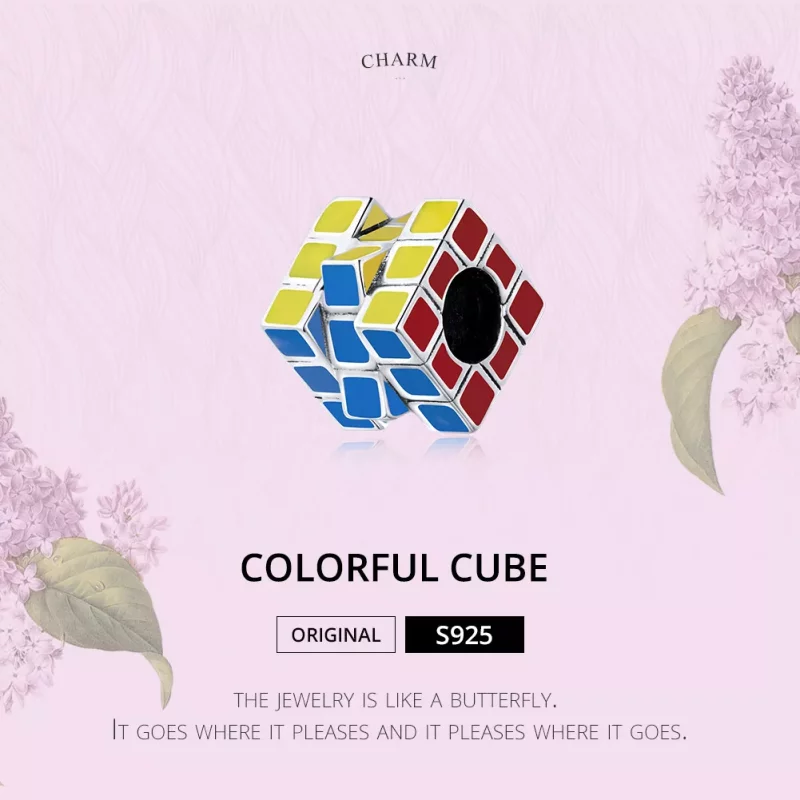 (imagen para) Charm de cubo colorido estilo Pandora en plata - SCC1640 - Ver 6