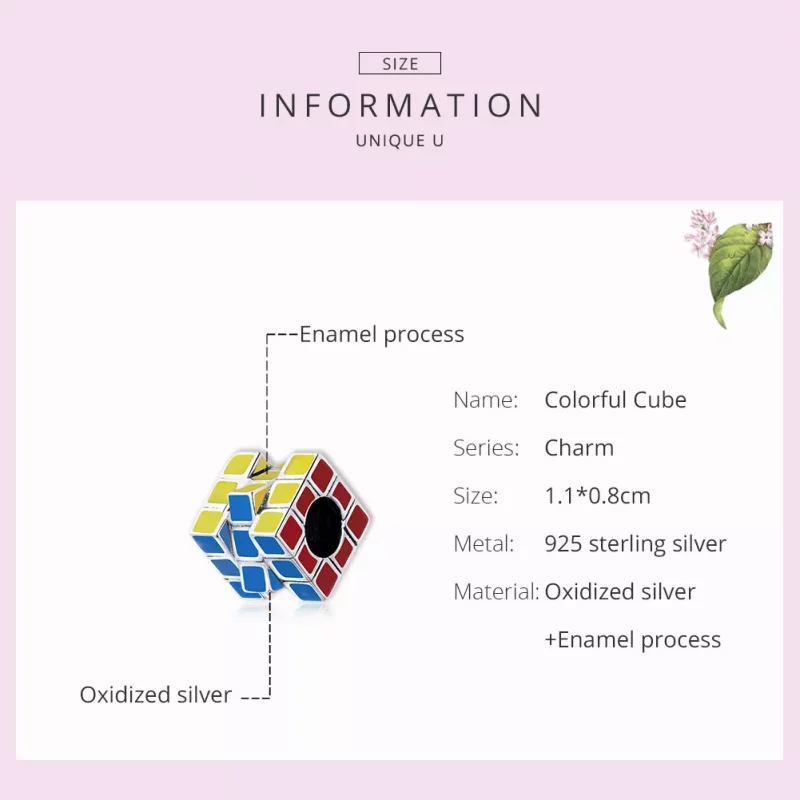 (imagen para) Charm de cubo colorido estilo Pandora en plata - SCC1640 - Ver 7