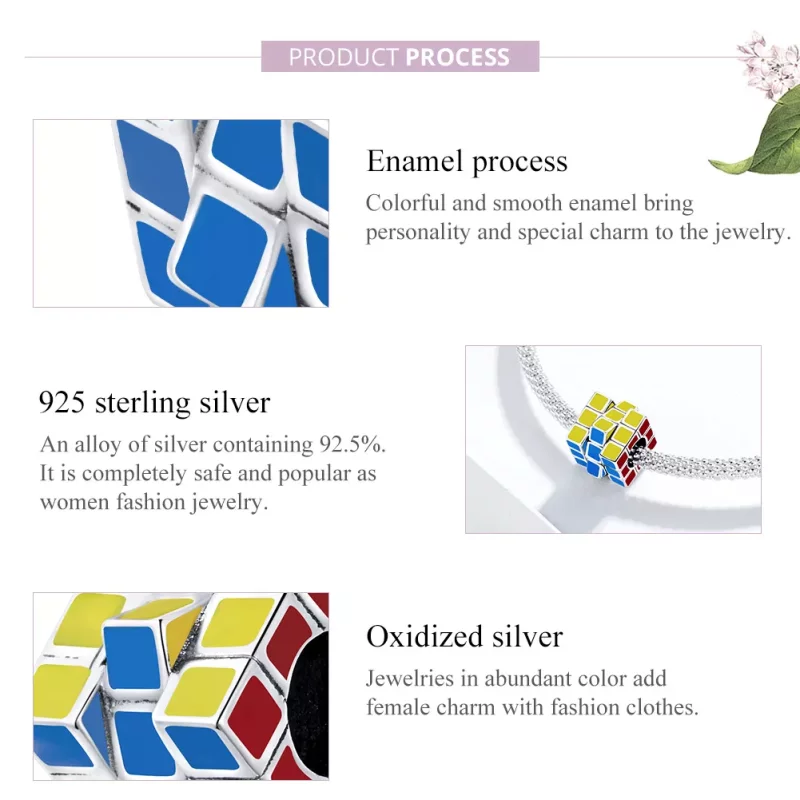 (imagen para) Charm de cubo colorido estilo Pandora en plata - SCC1640 - Ver 8