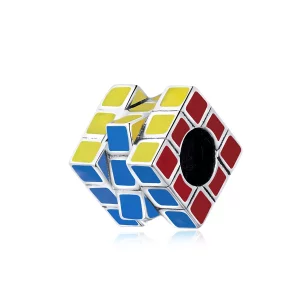 (imagen para) Charm de cubo colorido estilo Pandora en plata - SCC1640