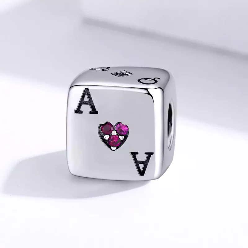 (imagen para) Charm de Dados de Amor de Plata al Estilo Pandora - SCC1440 - Ver 2