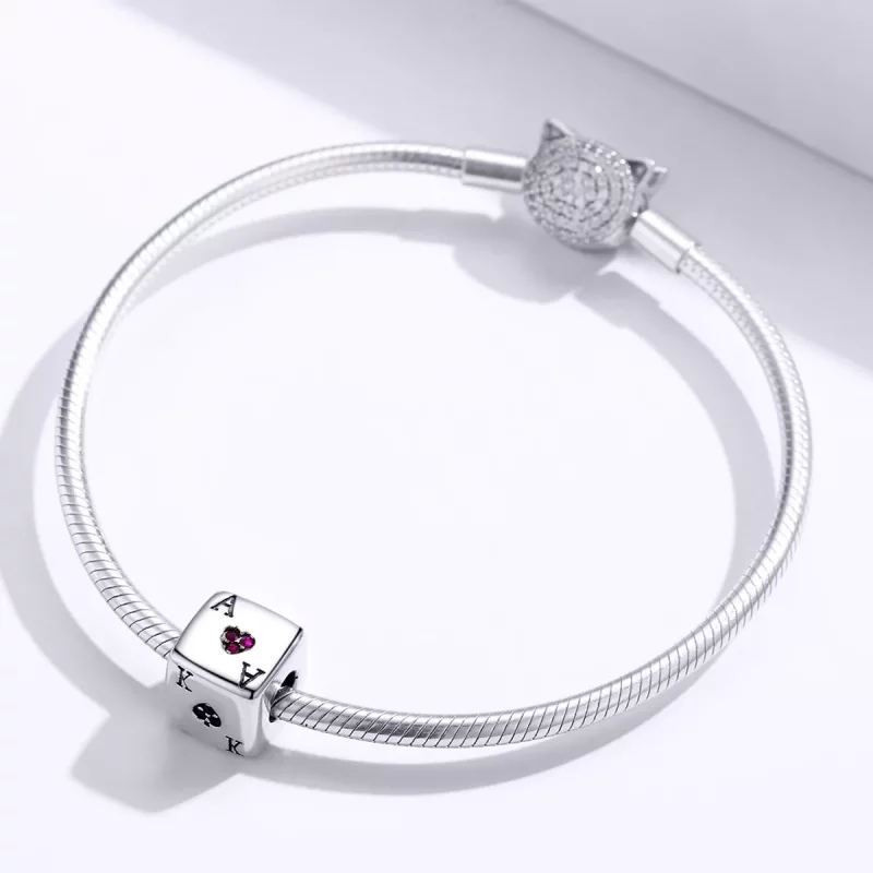 (imagen para) Charm de Dados de Amor de Plata al Estilo Pandora - SCC1440 - Ver 3