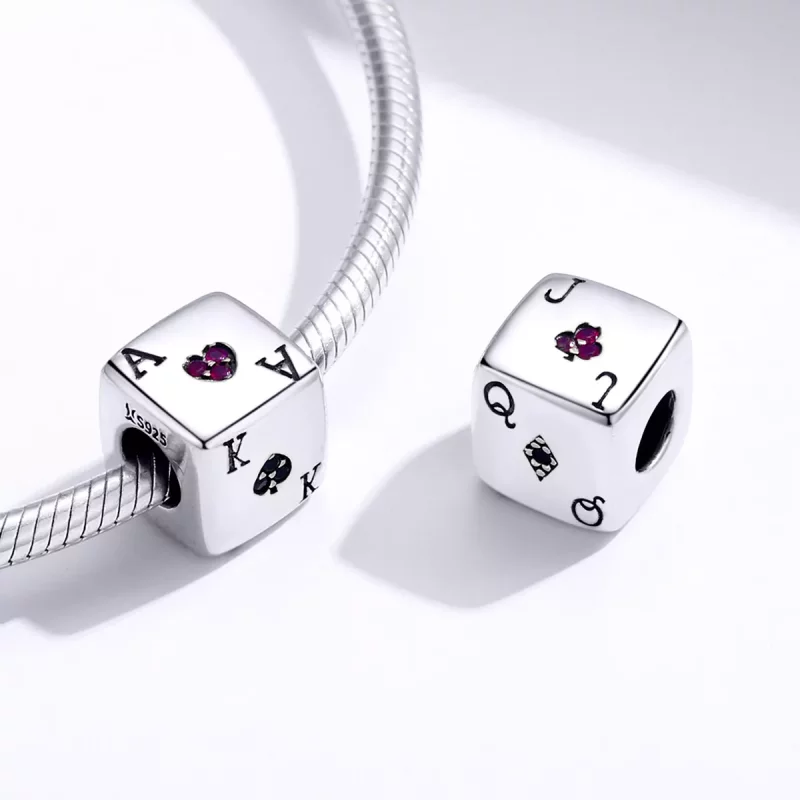 (imagen para) Charm de Dados de Amor de Plata al Estilo Pandora - SCC1440 - Ver 4