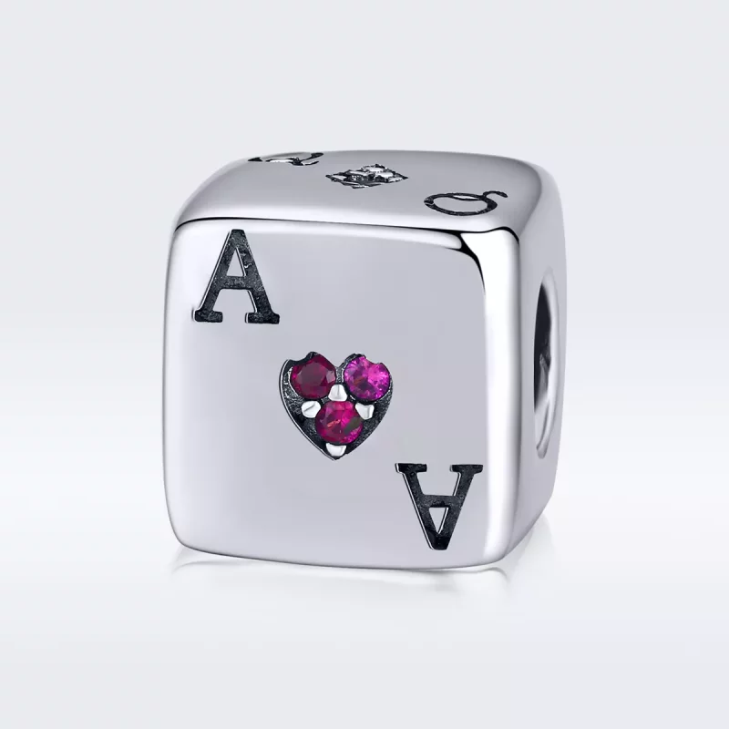 (imagen para) Charm de Dados de Amor de Plata al Estilo Pandora - SCC1440 - Ver 5