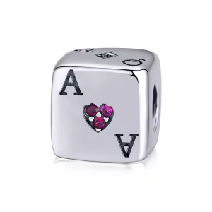 (imagen para) Charm de Dados de Amor de Plata al Estilo Pandora - SCC1440